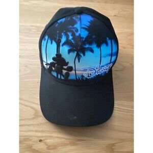 Disney Mickey Mouse Sunset Baywatch Black Adults Adjustable Strapback Cap